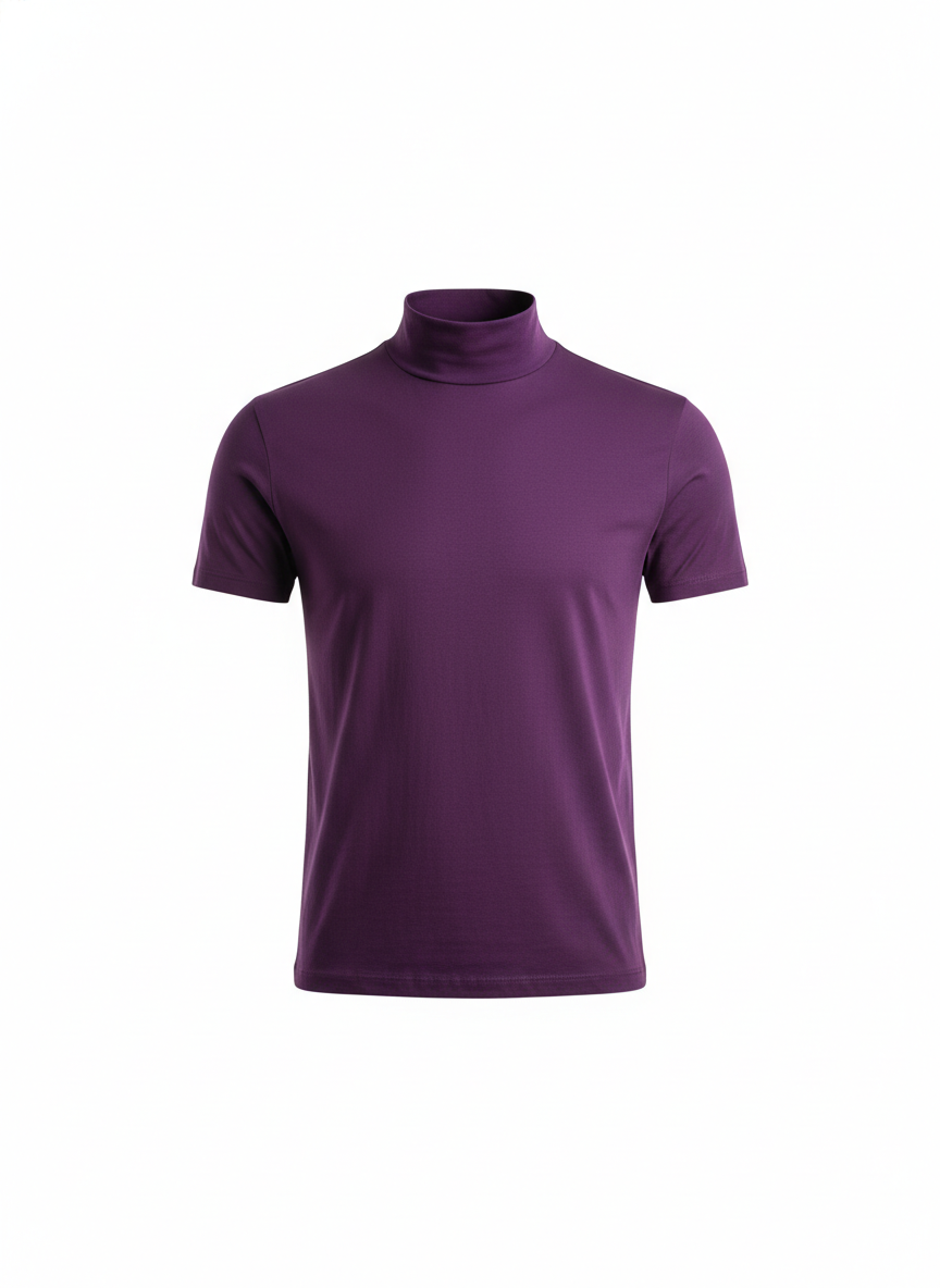 Paars mock neck t-shirt voor mannen